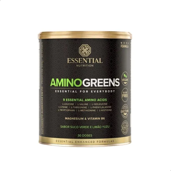 Suplemento Em Pó Essential Nutrition Amino Greens Aminoácidos Sabor Suco Verde E Limão Em Lata De 240ml
