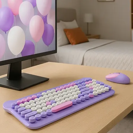 Kit Teclado y Mouse Gamer Inalámbrico Diegmark AS-212 Violeta