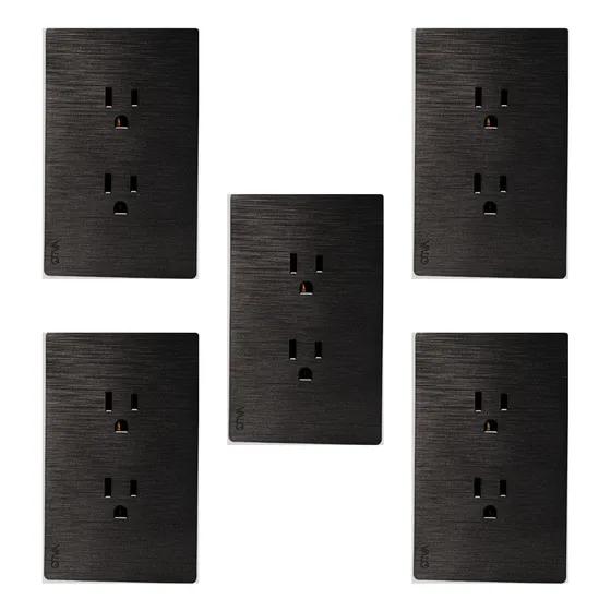 Kit 5 Pz Valo Slim Con Contacto Dúplex Negro
