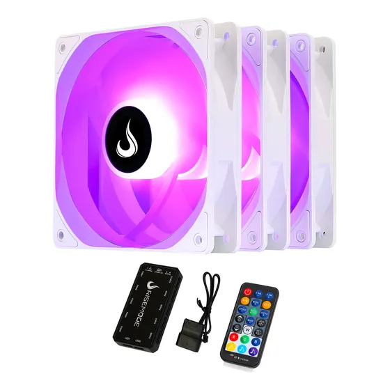 Kit 3 Cooler Fan Gamer Branco | Rise Mode | Frost RGB | 120mm