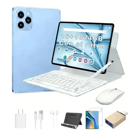 Tablet Galaxy Tab Hancdon Pro12 11.6 16gb+1024gb Wifi 6 Tf(max 2tb) Color Azul Android 15 Con Funda Teclado Y Ratón , 24mp / 48mp Bt5.0 Azul Claro
