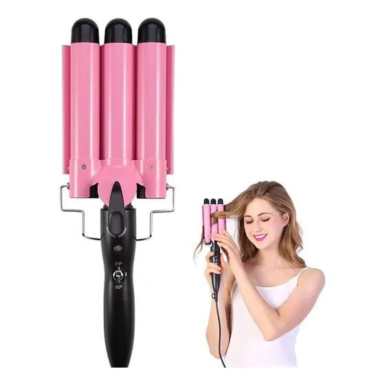 Rizador Ondulador Onda Pelo 3 Tubos Temperatura Ajustable 