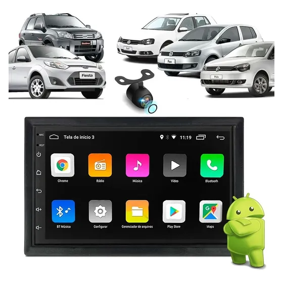 Multimídia Sistema Android Mp5 Wifi Gps Golf Fox Polo Fiesta