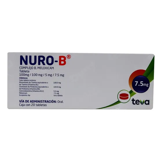 Nuro-b (complejo B/meloxicam) C/20 Tabs 100/100/5/7.5mg