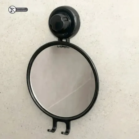 Espelho Antiembaçante Com Ventosa E Suporte Gilette Banheiro Cor Da Moldura Preto