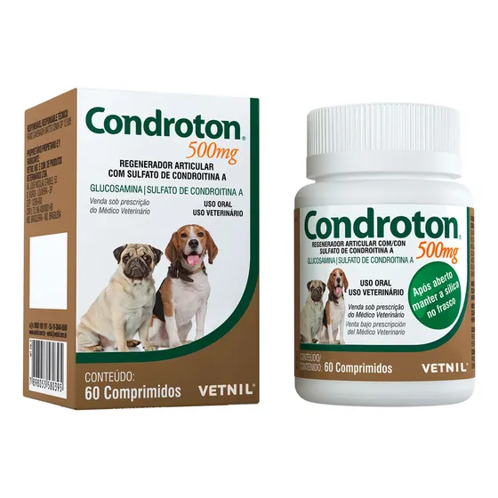 Regenerador Articular Para Cães Condroton 500mg 60 Cp