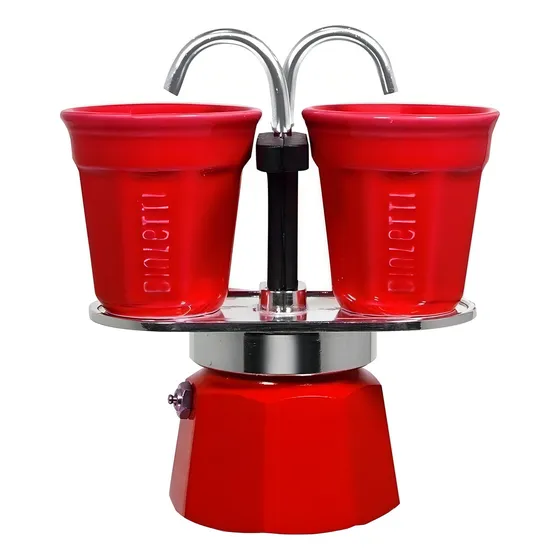 Cafetera Bialetti Set Mini Express 2 Cups roja italiana
