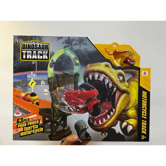 Pista De Carrera Dinosaurio Friccion + 2 Motocicleta De 63pz
