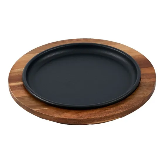 Plato 20cm Hierro Fundido Esmaltado +base De Madera Victoria
