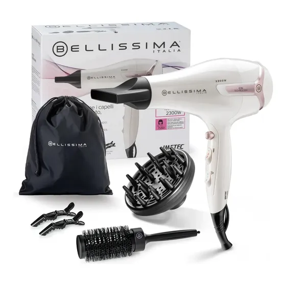 Secador De Pelo Con Accesorios K9 2600 Blanco Bellissima Blanco