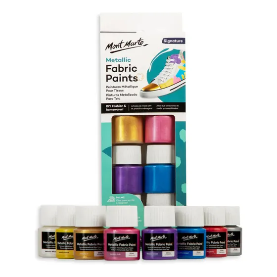 Set 8 Pinturas De Tela Metálicas 20 Ml Mont Marte Color Metálicos