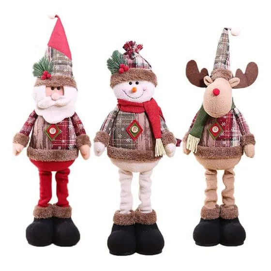 3pcs Navidad Santa Claus Elk Ciervos Muñeco De Nieve Adornos Color A