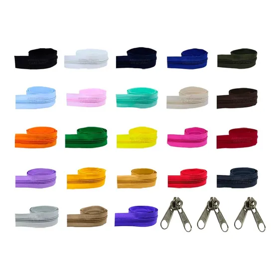 Kit 100 Metros Ziper 05 E 50 Unid. Cursor Duplo P/ Barracas