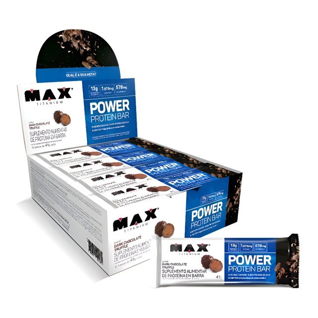 Power Protein Bar 41g Display Com 12 Unid Max Titanium Sabor Dark Chocolate Truffle Power Protein Bar 41g Display Com 12 Unid Max Titanium Sabor Dark Chocolate Truffle