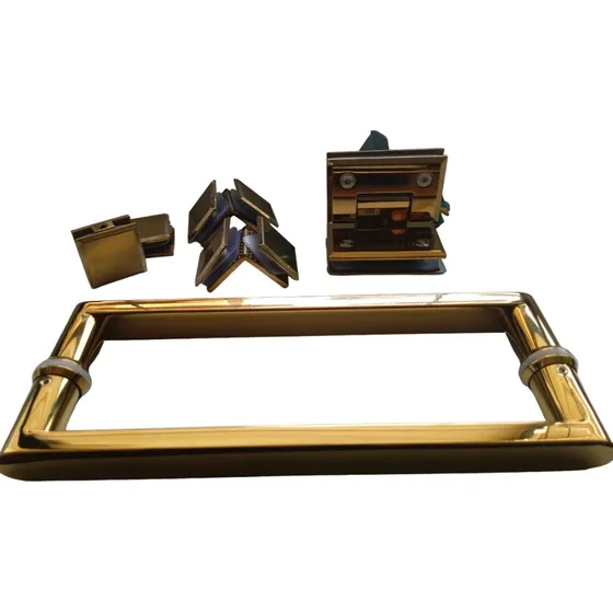 Kit Bisagras Pta Batiente De Baño 90° Dorado Acero Inox