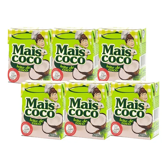 Pack 6 Leche De Coco Mais Coco 200ml Origen Brasil