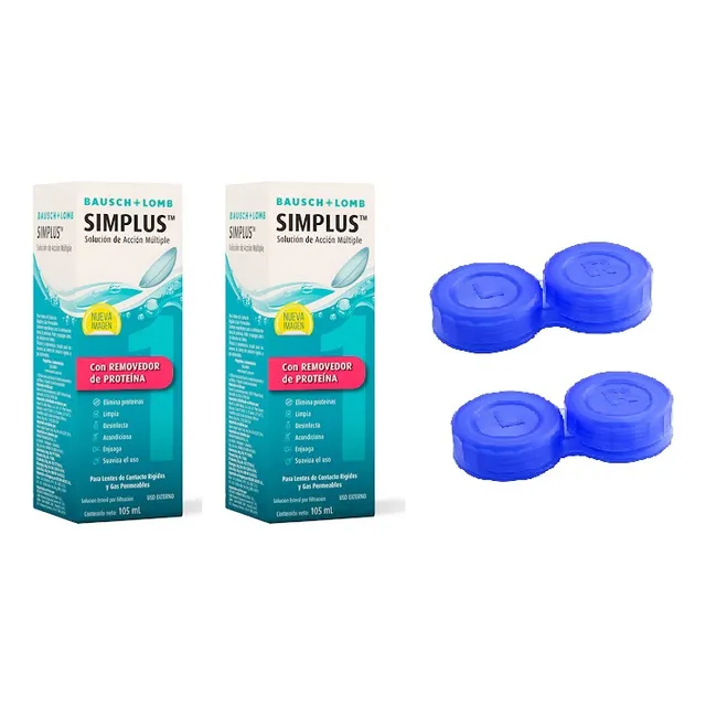 Simplus 105ml Liquido Lentes De Contacto + Estuche (pack X2)