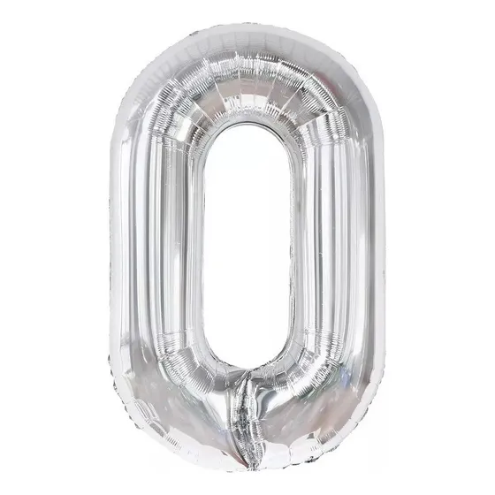 Globo Forma De Numero Globo Metalico Plateado Grande 80cm