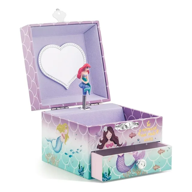 Caja De Música Niñas Tema Sirena, Luz Morada Y Rotación