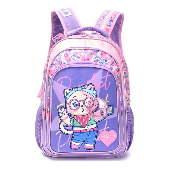 Mochila Skora Pets Purrfect Estampada Infantil Escolar Niña