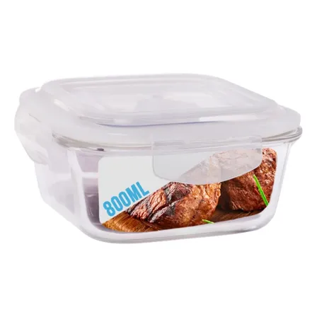 Pote Vidro 800ml (vai Ao Forno, Microondas) Quad C/ Tampa Branco