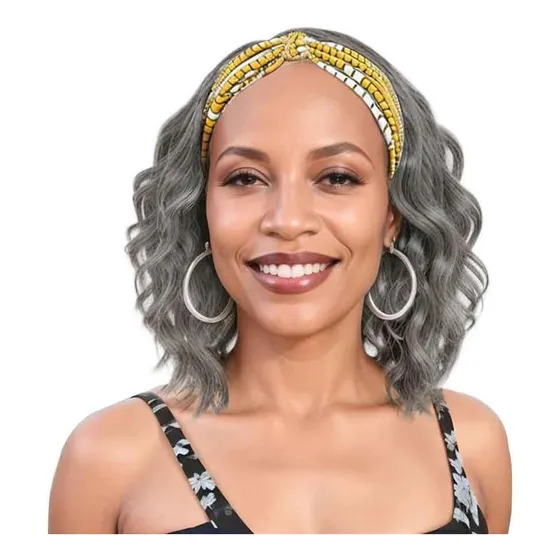 Peluca De Diadema Ondulada De Gris Plateado Symeiw Para Con