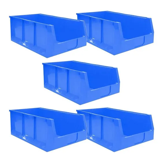 Contenedor Plástico Apilable, Mxdwy-023, 5pzas, 30x50x20cm Color Azul