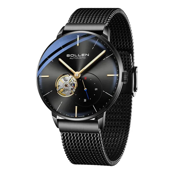 Sollen Reloj Mecánico Automático Negro Minimalista