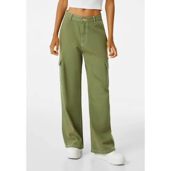 Pantalón Jean Bershka Cargo Wide