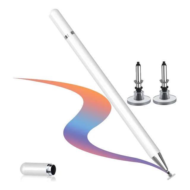 Rizzup® Lápiz Tactil Óptico Universal Color Blanco Pluma Para Celular Aluminio Compatible Con Teléfonos Móviles Y Ordenadores