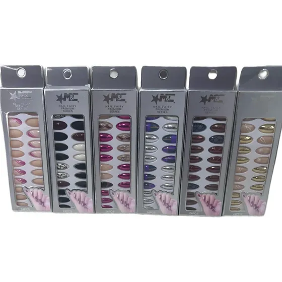 Kit 48 Unhas Postiças Decorada Pintada Autocolante + Cor Sortidas Sortidos
