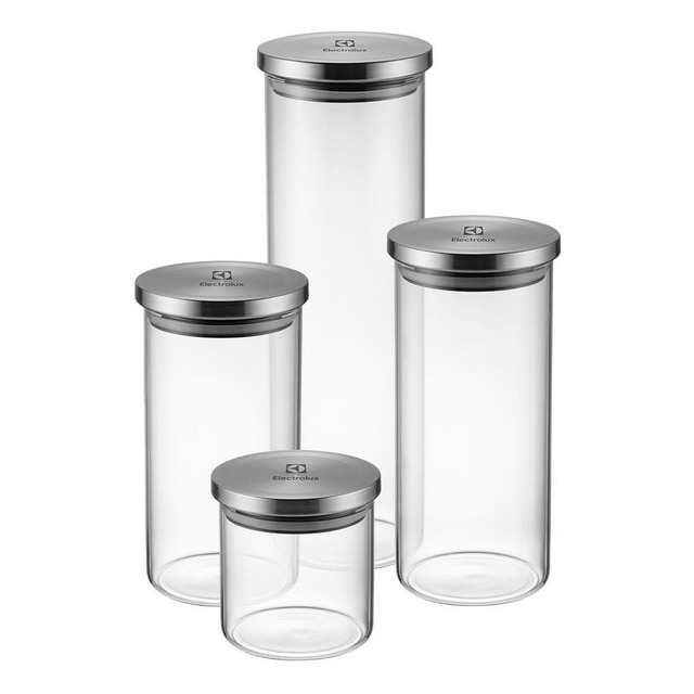Conjunto 4 Potes Herméticos De Vidro Tampa Inox Electrolux