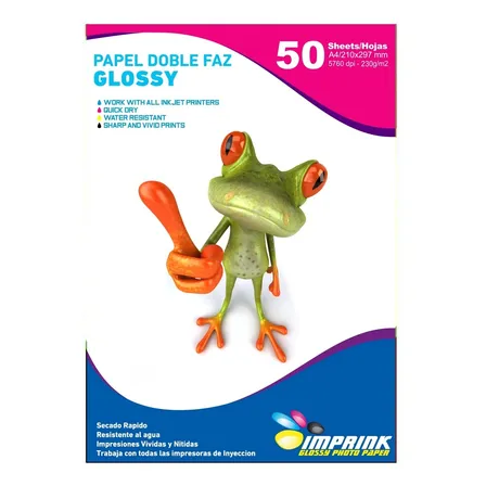 Papel Fotografico Doble Faz Glossy Brillante A4 230g/50hojas