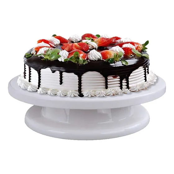 Plato giratorio de plástico con forma de bailarina, 28 cm, para decoración de tartas, color blanco