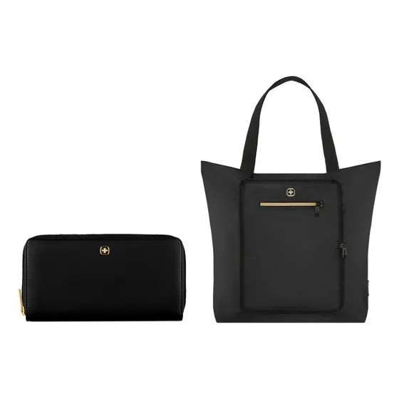 Bolso Packable Tote + Billetera De Mujer Color Negro, Wenger