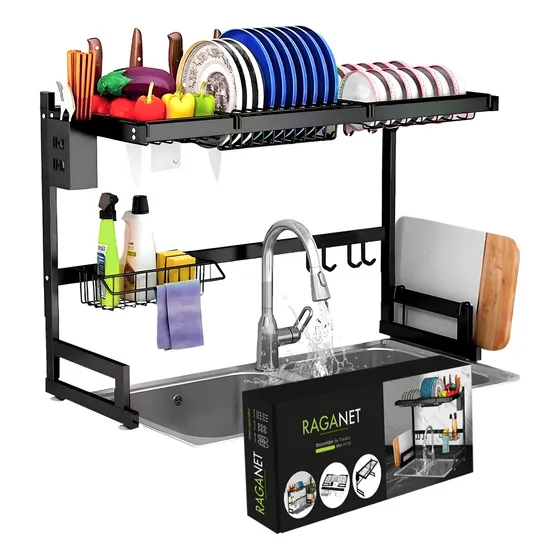 Escurridor De Trastes Platos Fregadero Organizador Cocina Color Negro