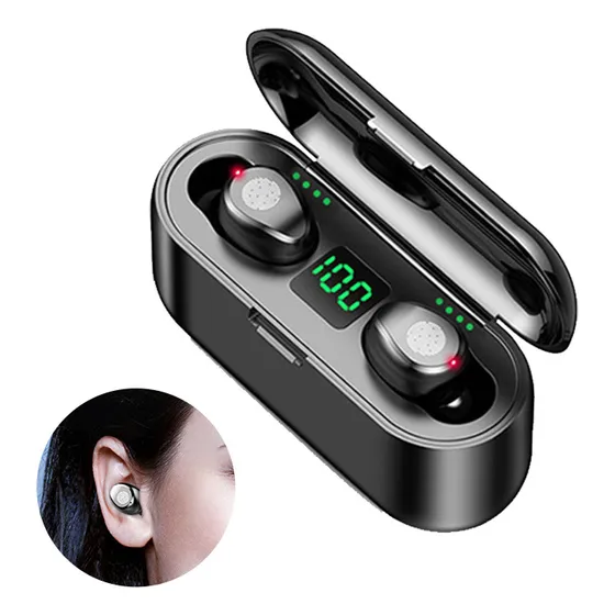- Audífonos Inalámbricos Bluetooth F9-2 V5.0 Audífonos Con