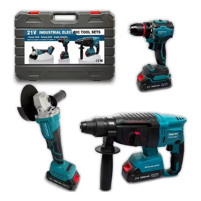 Combo Taladro Rotomartillo Esmeril Y Pistola De Impacto
