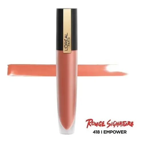 Labial Liquido Matte Rouge Indeleble Signature L'oréal Paris Acabado Mate Color I Empower 418