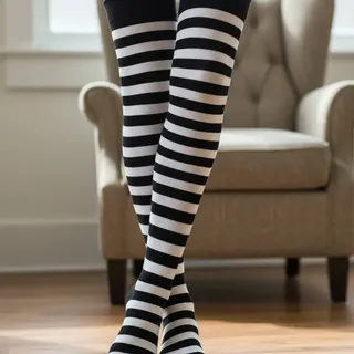 Medias A Rayas Por Encima De La Rodilla Kraut Wear | Estilo Años 80 | 100% Algodón | Ideales Para Disfraces De Carnaval Y Fiestas Temáticas