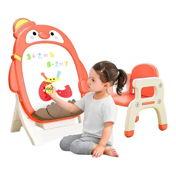 Tablero Pizzara Infantil En Acrílico Para Dibujar + Silla
