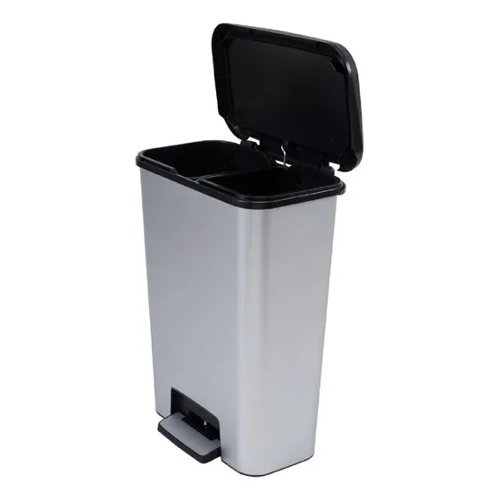 Basurero Cocina Reciclaje Compatta Duo 50l Steel Color Plateado