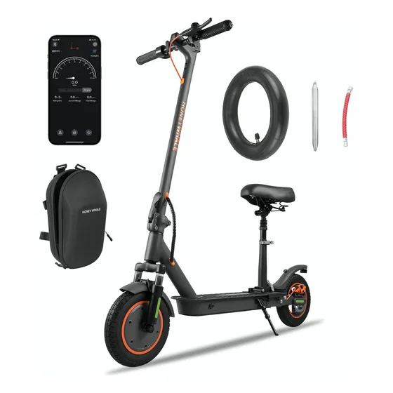 Scooter Eléctrico Plegable Con Asiento Honey Whale M2 Max-b Negro Velocidad 32KM/H Autonomía 32KM Patin Eléctrico con App Control Bluetooth