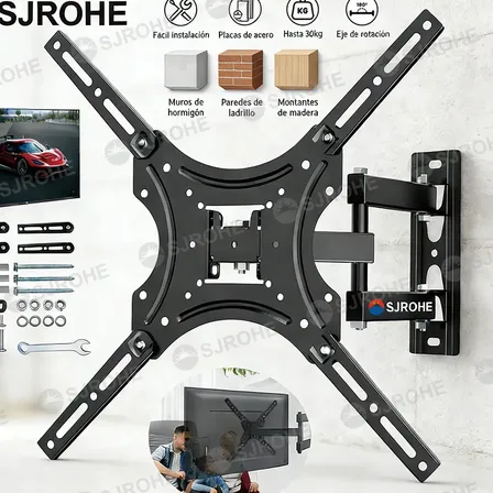 Sjrohe X-400 Base Soportes De Pantalla Pared Tv 14 A 55 Pulgadas Soporta 30kg Soporte De Tv Universal Compatible Soporte Universal Mural Para Televisión Monitor Inclinable Y Ajustable Color Negro