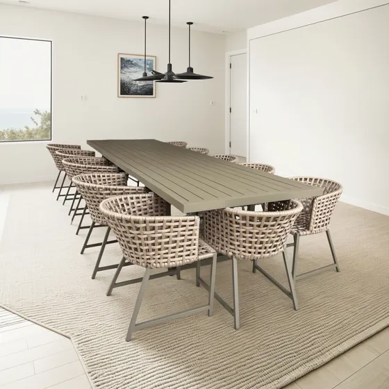 Conjunto De Mesa De Alumínio C/ 12 Cadeiras Náutica Goumet