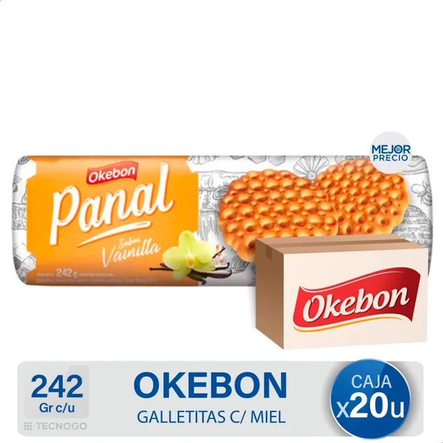 Caja Galletitas Okebon Panal Sabor Vainilla Dulces Pack
