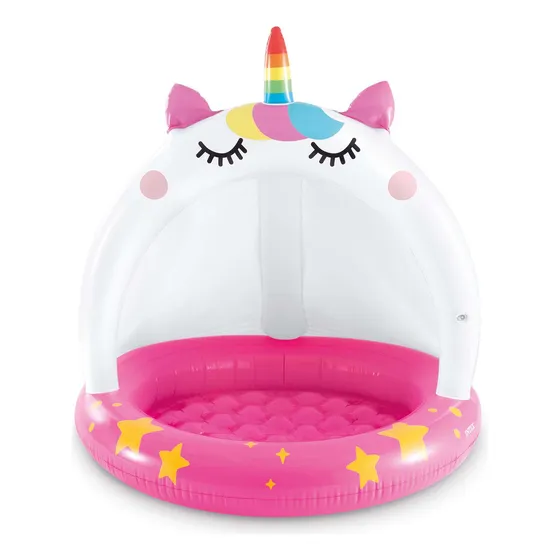 Piscina Inflable De Unicornio Con Techo Parasol Niño Intex