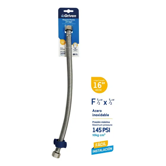 Canilla Manguera Flexible Calentador Agua Caliente 1/2x1/2