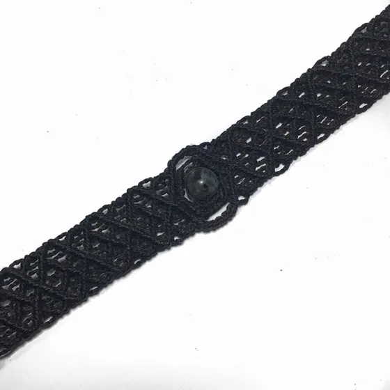 Choker Gargantilla Piedra Labradorita Macramé Hilo Encerado