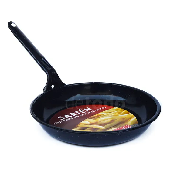Sartén Enlozado Vitrificado 24 Cm Reforzado Jovifel Color Negro